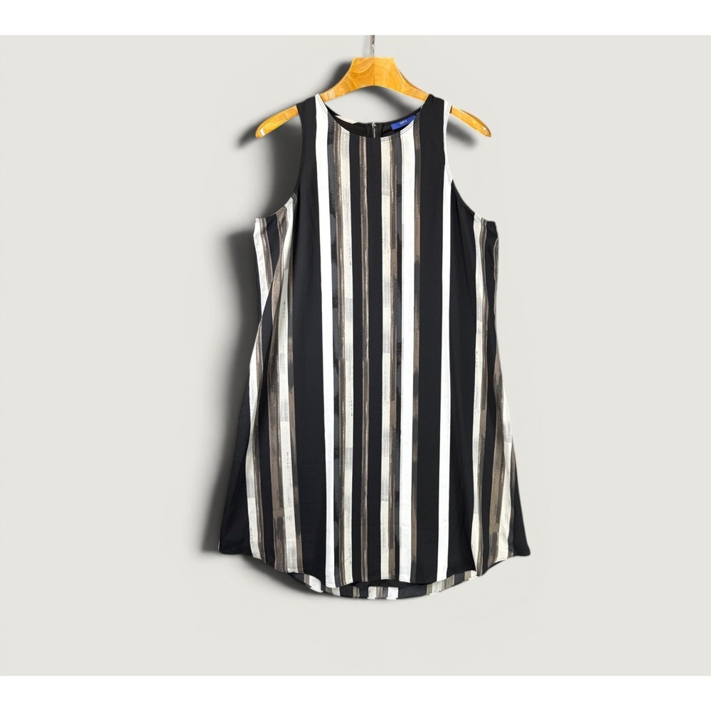 Apt 9 Shift Dress Size L Striped Sleeveless Zip Back Light Packable Beach Cruise